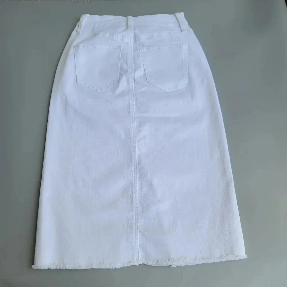 Womens Skirt Denim SO White Jean Stretch Frayed Hem Zip Plus Size-size 1 / 25W - Picture 9 of 10